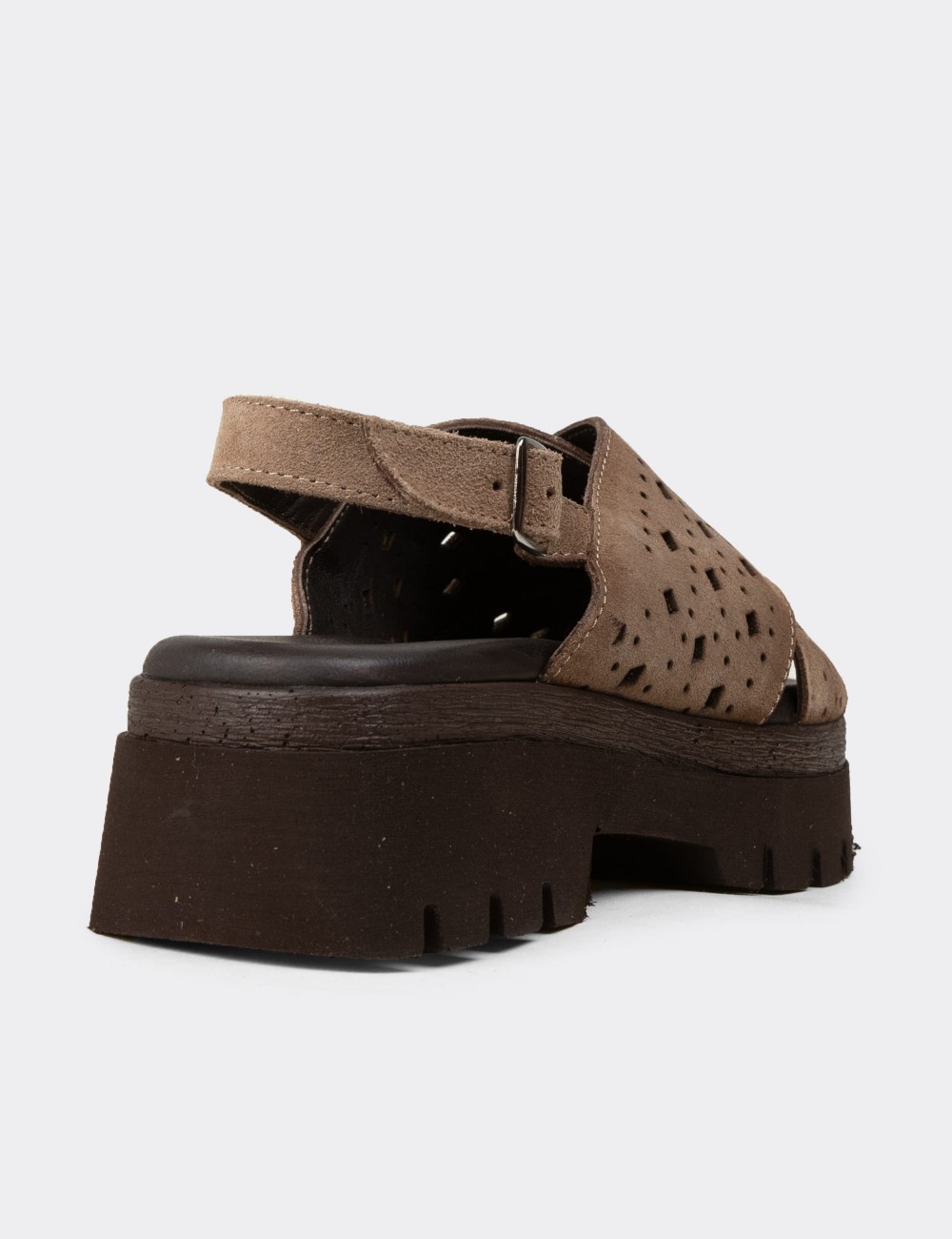 Women's Sandstone Suede Leather Sandals - 22302ZVZNC01