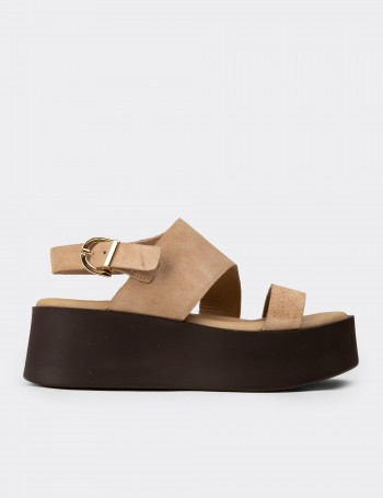 Women's Sandstone Suede Leather Sandals
