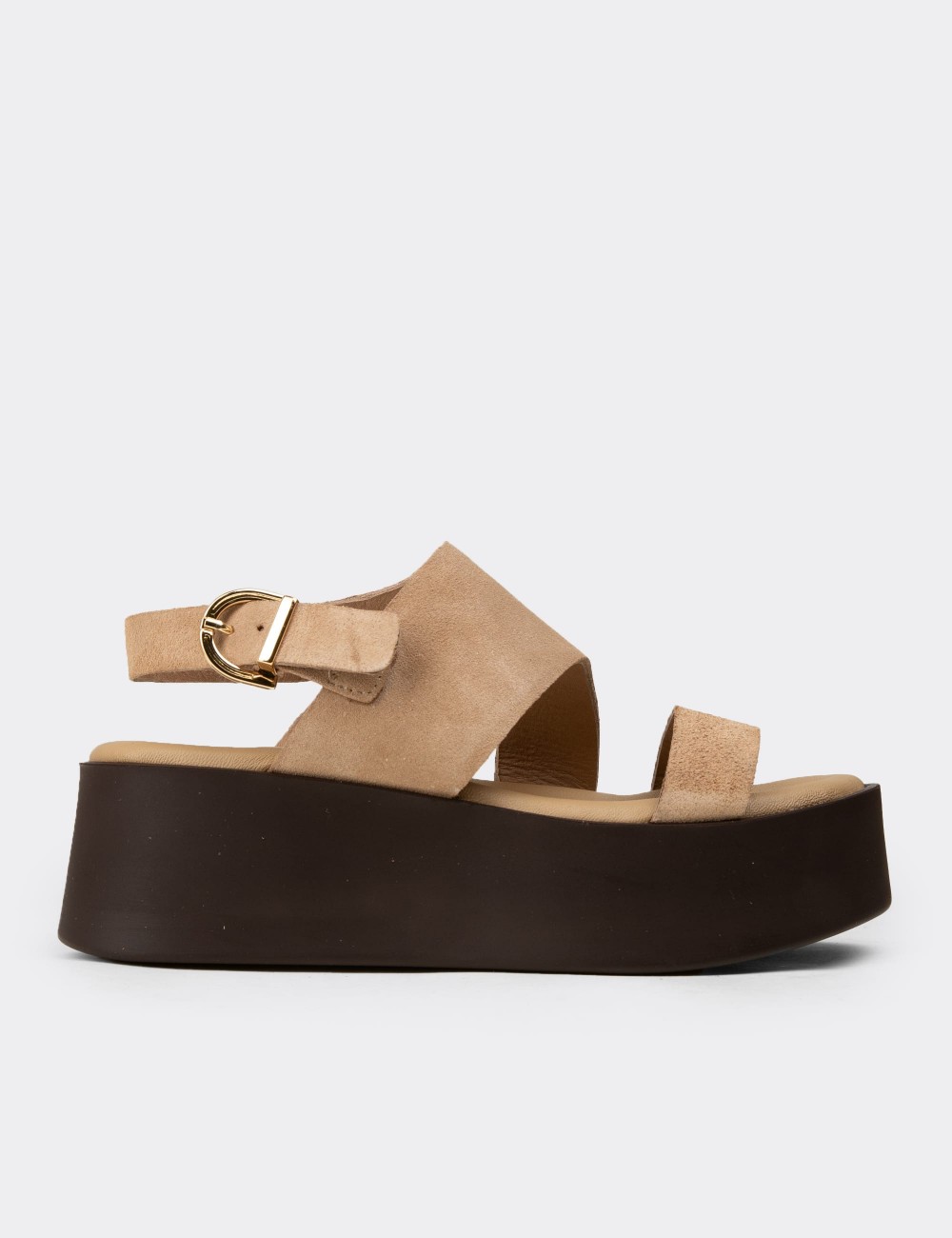 Women's Sandstone Suede Leather Sandals - 24307ZVZNC01