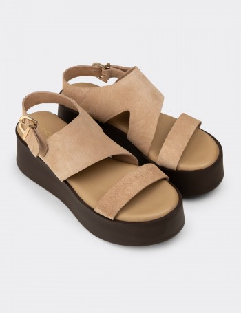 Women's Sandstone Suede Leather Sandals