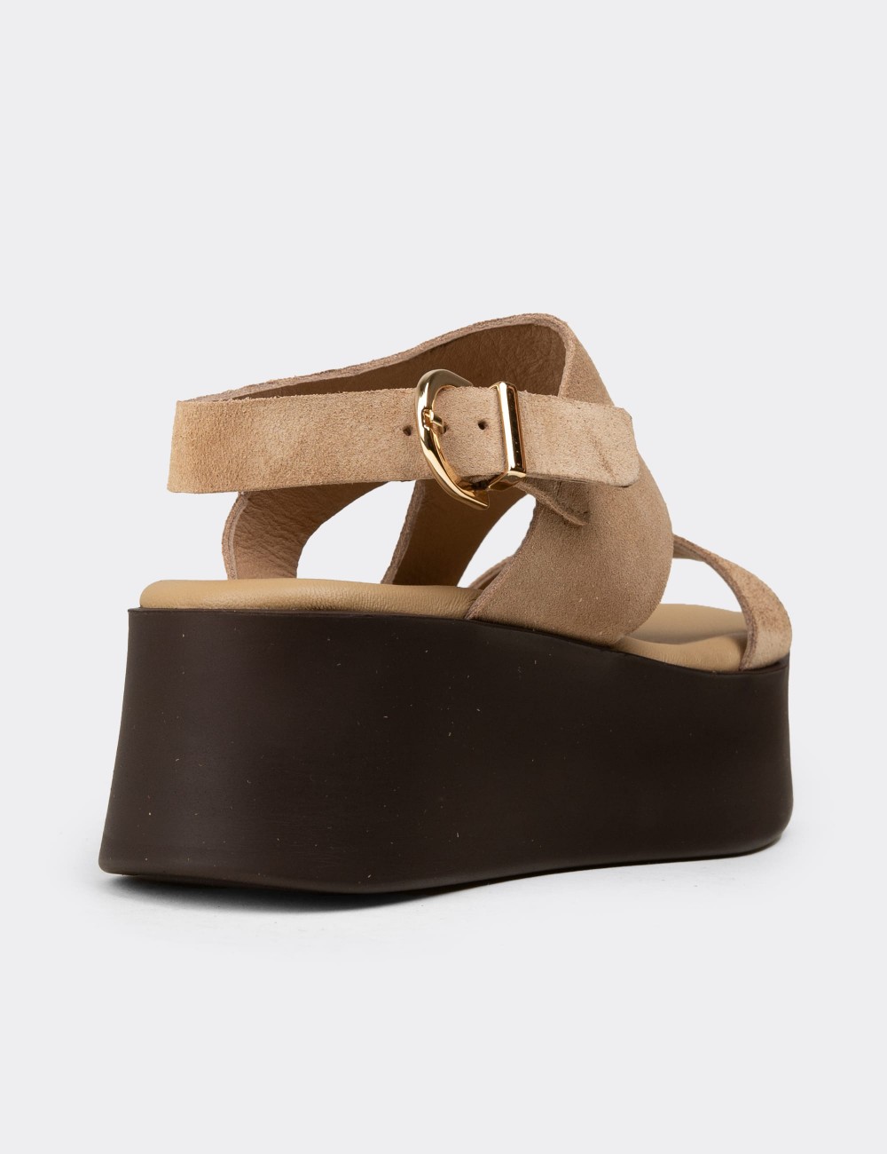 Women's Sandstone Suede Leather Sandals - 24307ZVZNC01