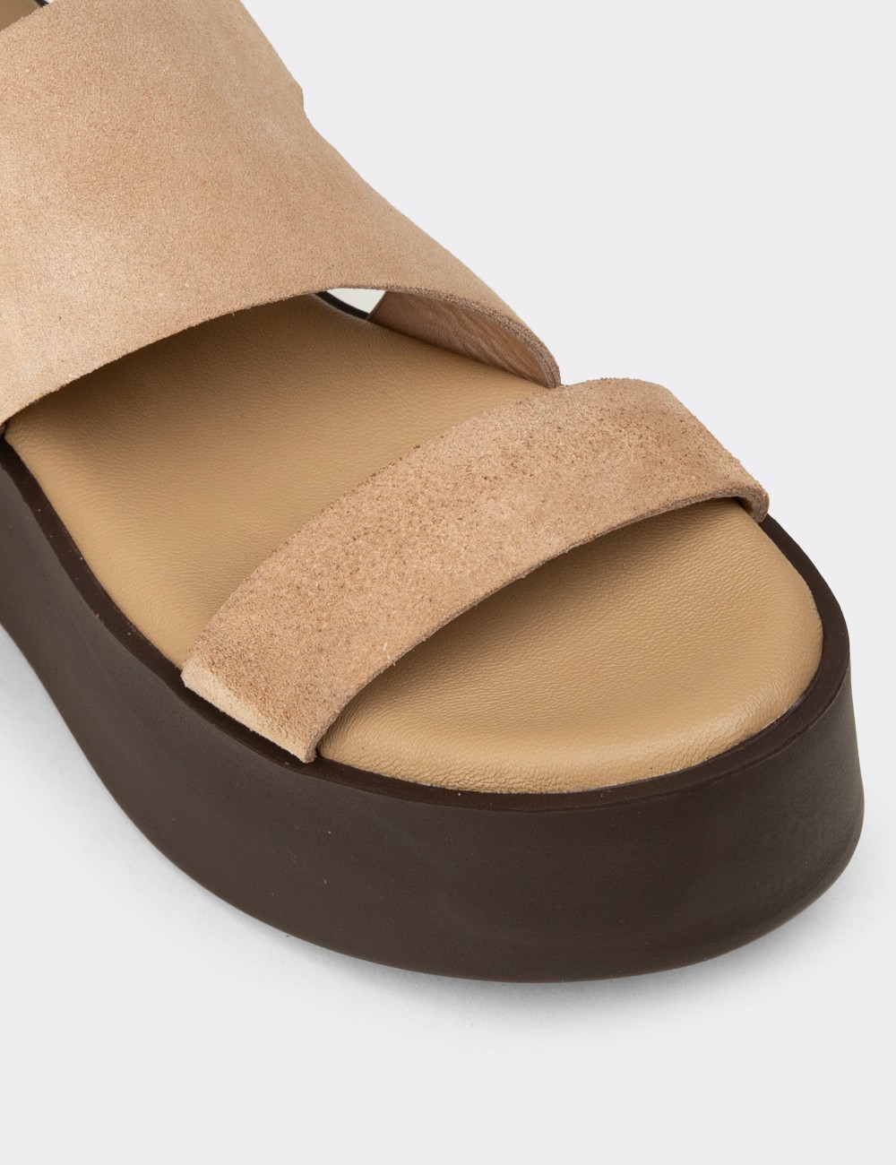 Women's Sandstone Suede Leather Sandals - 24307ZVZNC01