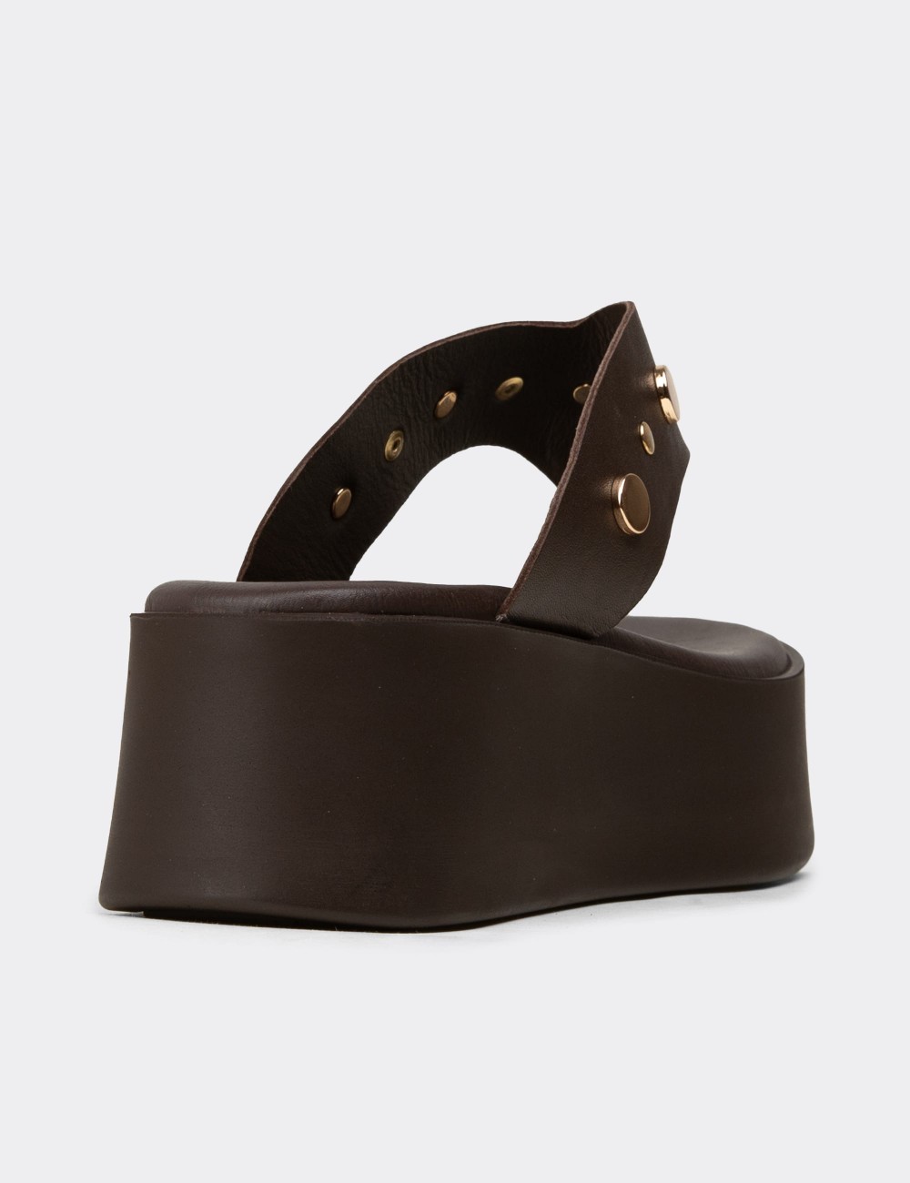 Women's Brown Leather Sandals - 24309ZKHVC01