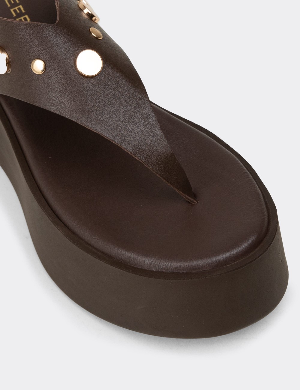 Women's Brown Leather Sandals - 24309ZKHVC01