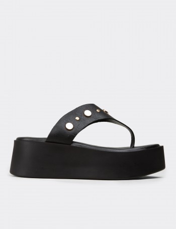Men's Black Leather Sandals
