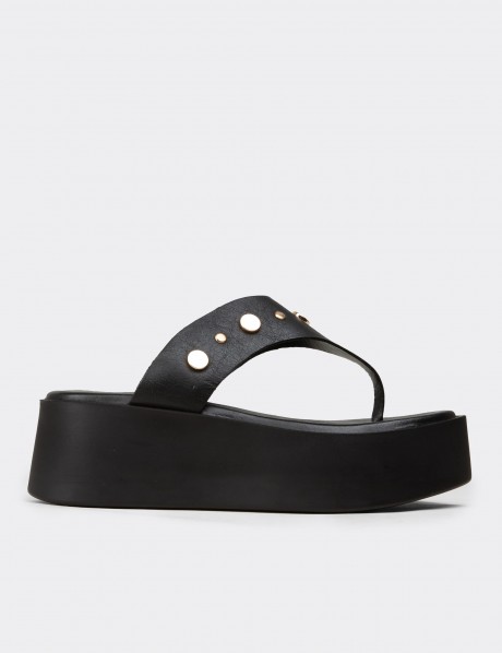 Men's Black Leather Sandals