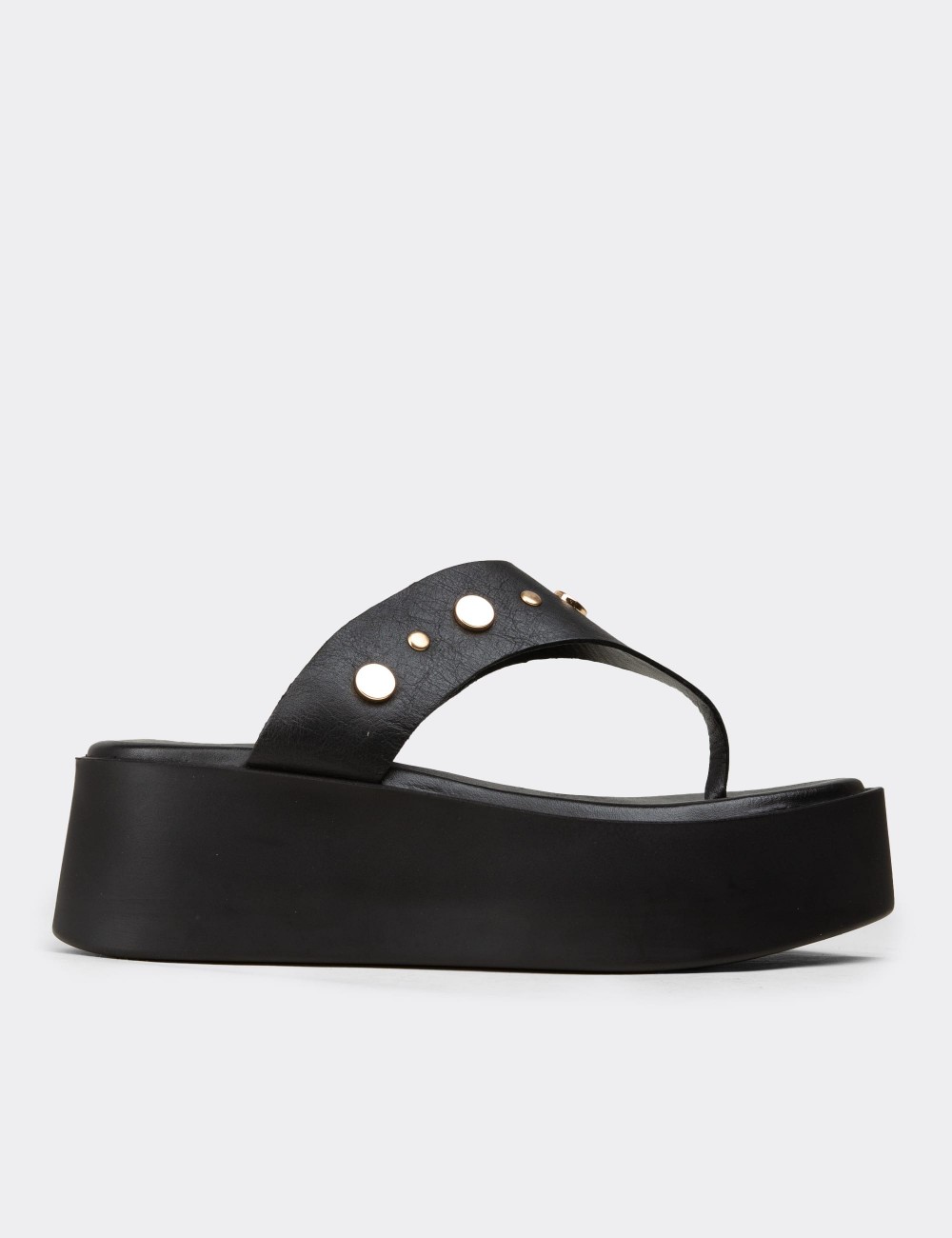 Men's Black Leather Sandals - 24309ZSYHC01