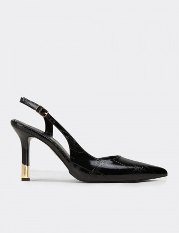Women's Black Slingback Stiletto Heel - K1025ZSYHM01