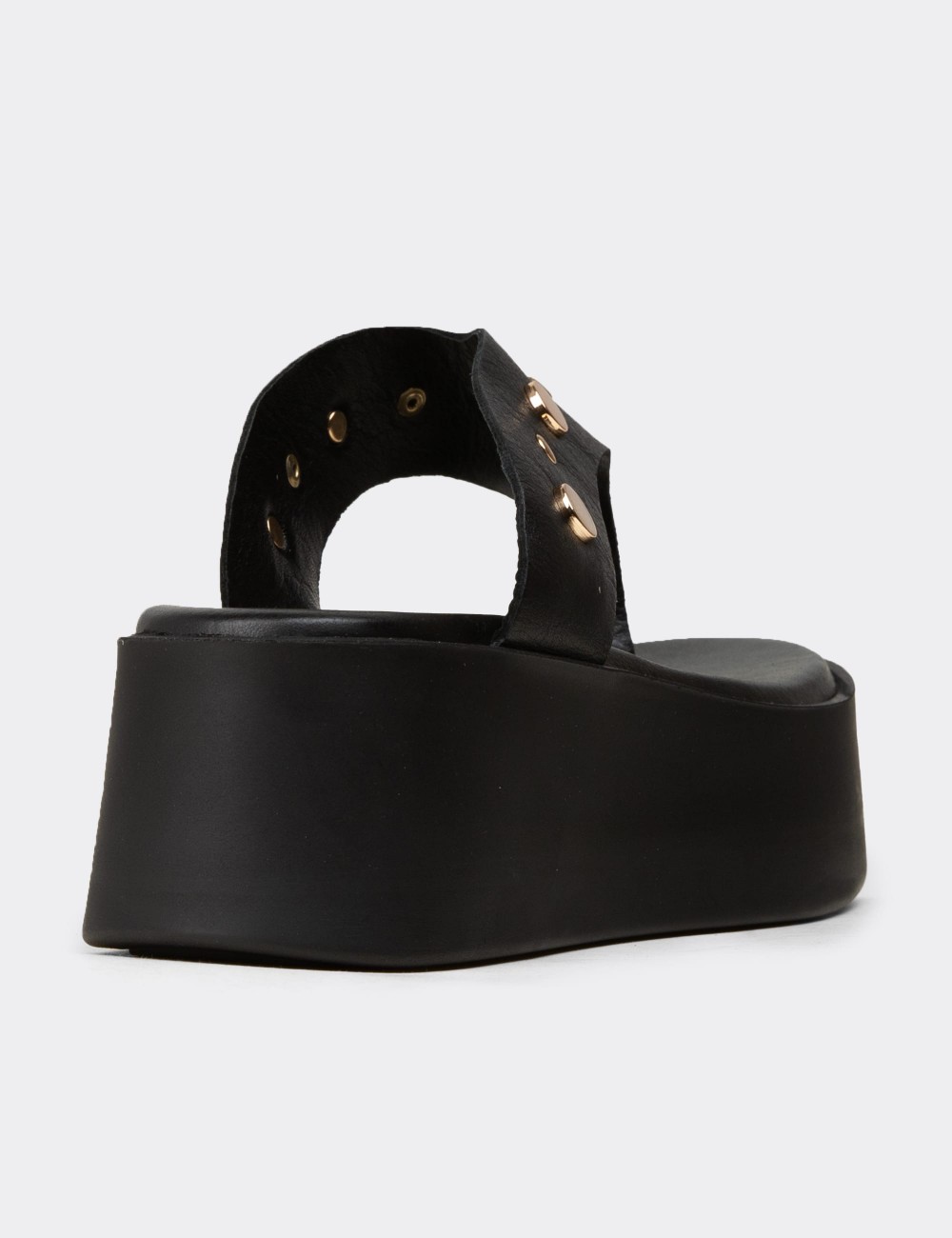 Men's Black Leather Sandals - 24309ZSYHC01