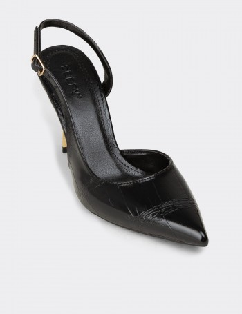 Women's Black Slingback Stiletto Heel - K1025ZSYHM01