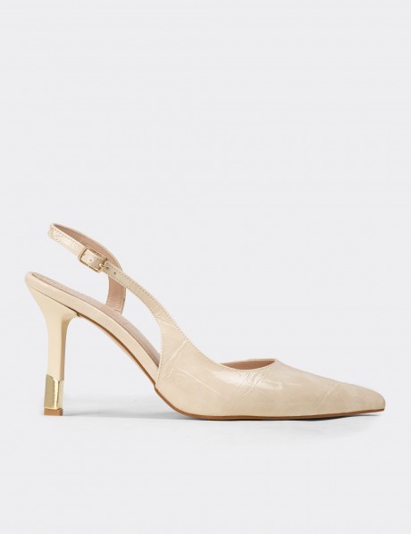 Women's Beige Slingback Stiletto Heel