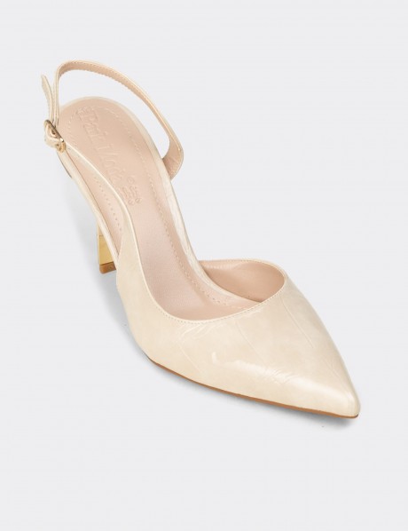 Women's Beige Slingback Stiletto Heel