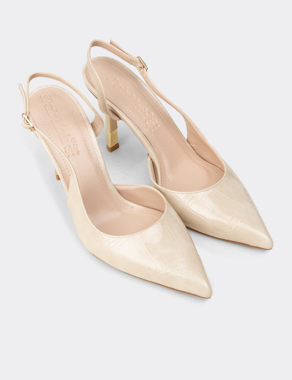 Women's Beige Slingback Stiletto Heel - K1025ZBEJM01