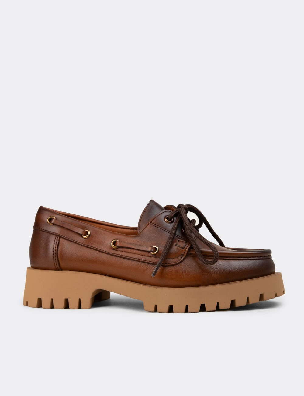Women's Marine Tan Leather Loafers - 02036ZTBAC02