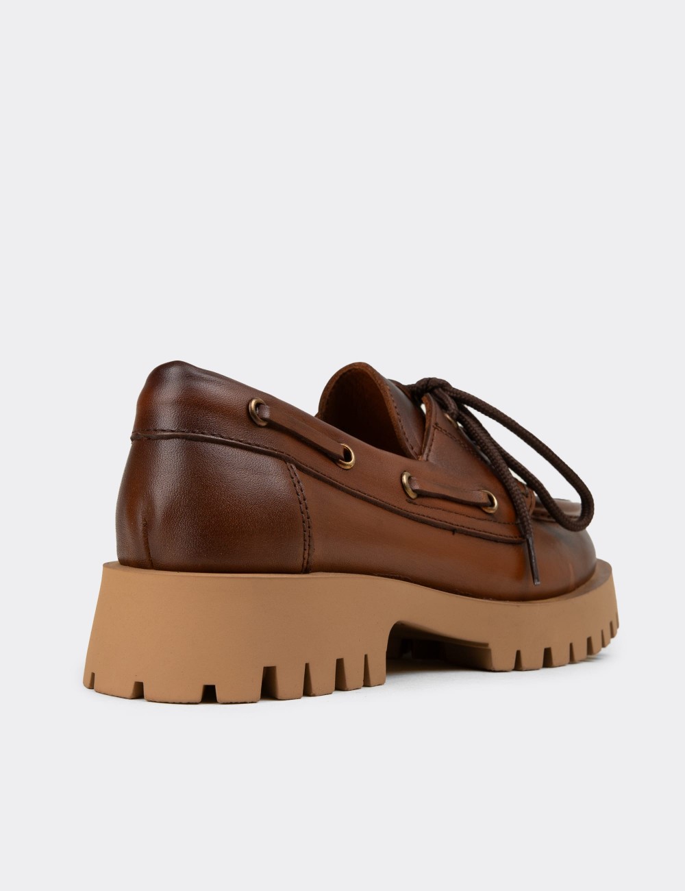 Women's Marine Tan Leather Loafers - 02036ZTBAC02