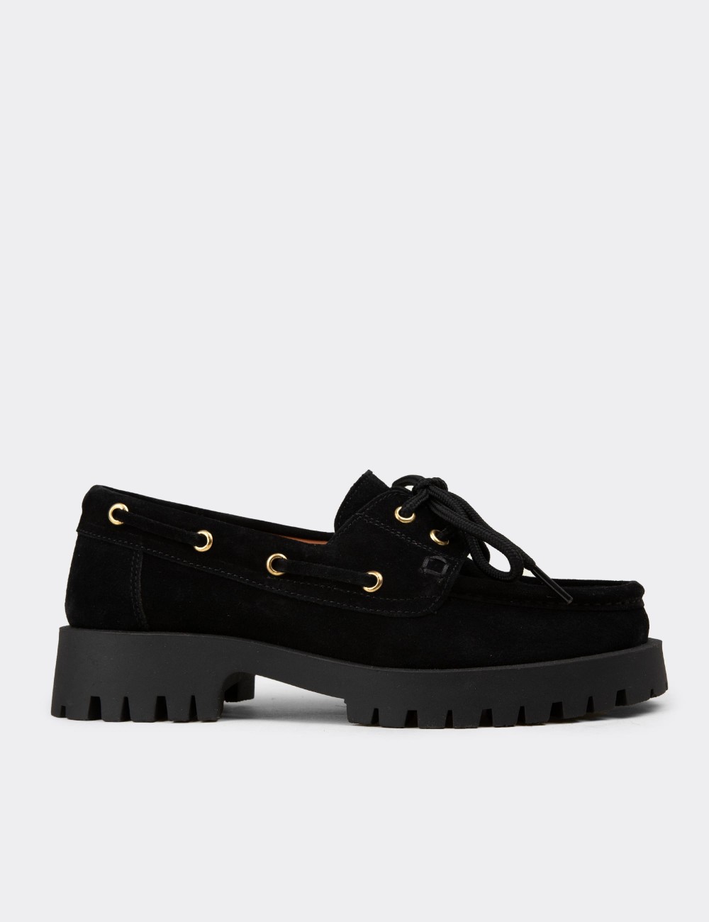 Women's Marine Black Suede Leather Loafers - 02036ZSYHC01