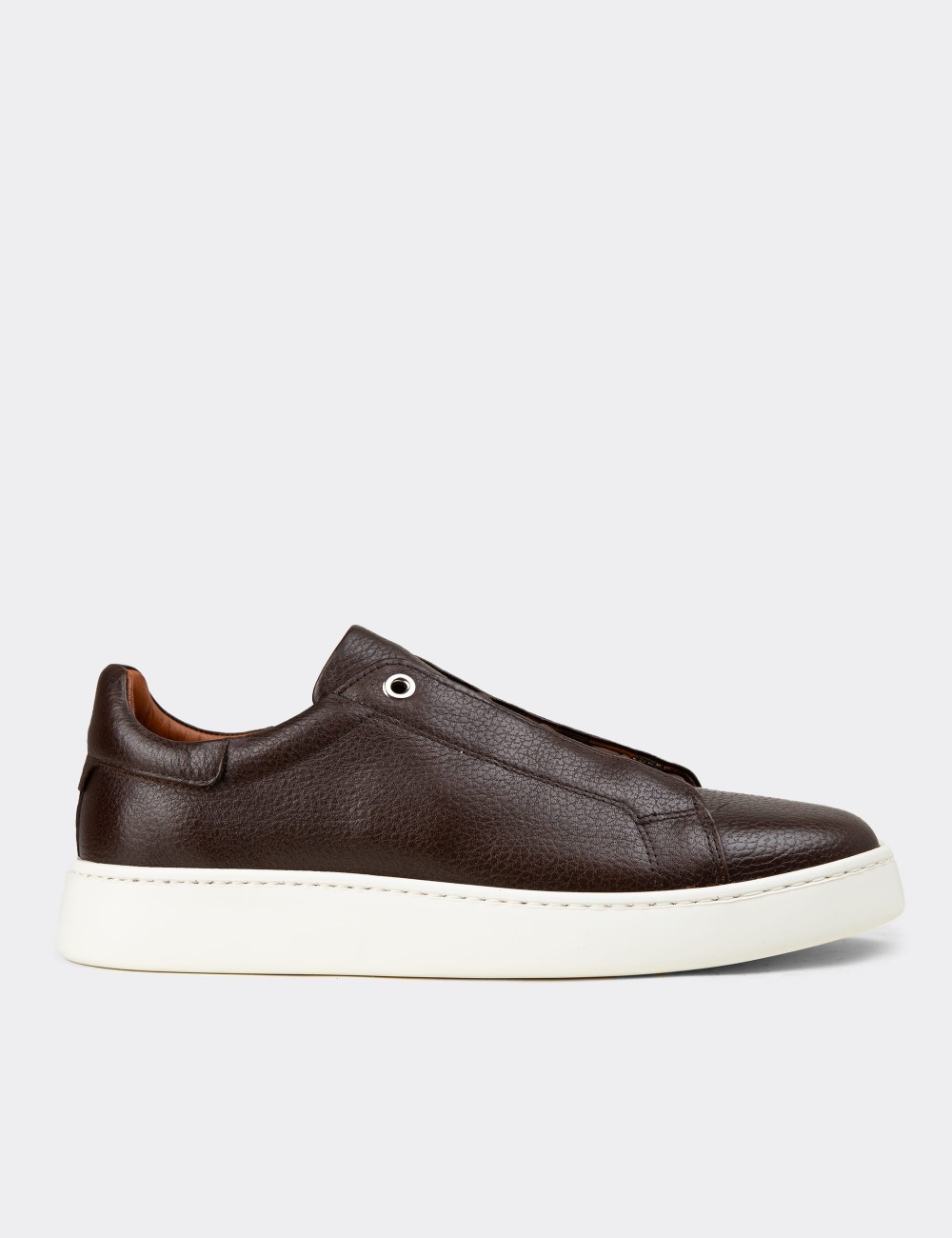 Men's Brown Leather Sneakers - 04444MKHVE01