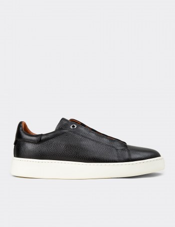 Men's Black Leather Sneakers