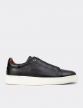 Men's Black Leather Sneakers