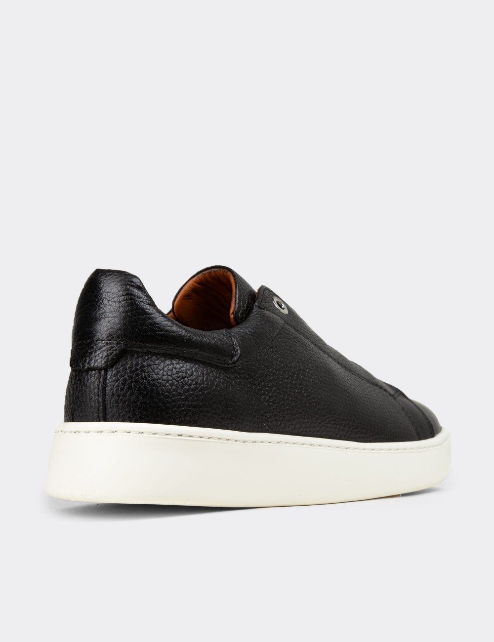 Men's Black Leather Sneakers - 04444MSYHE02