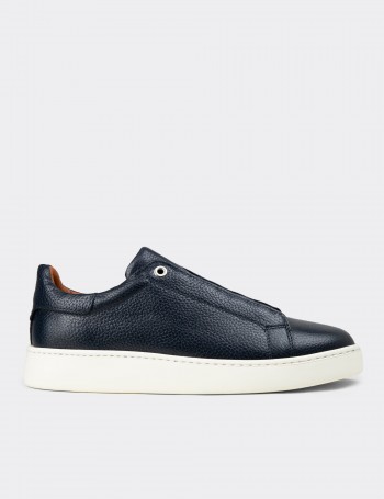 Men's Navy Leather Sneakers