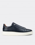 Men's Navy Leather Sneakers