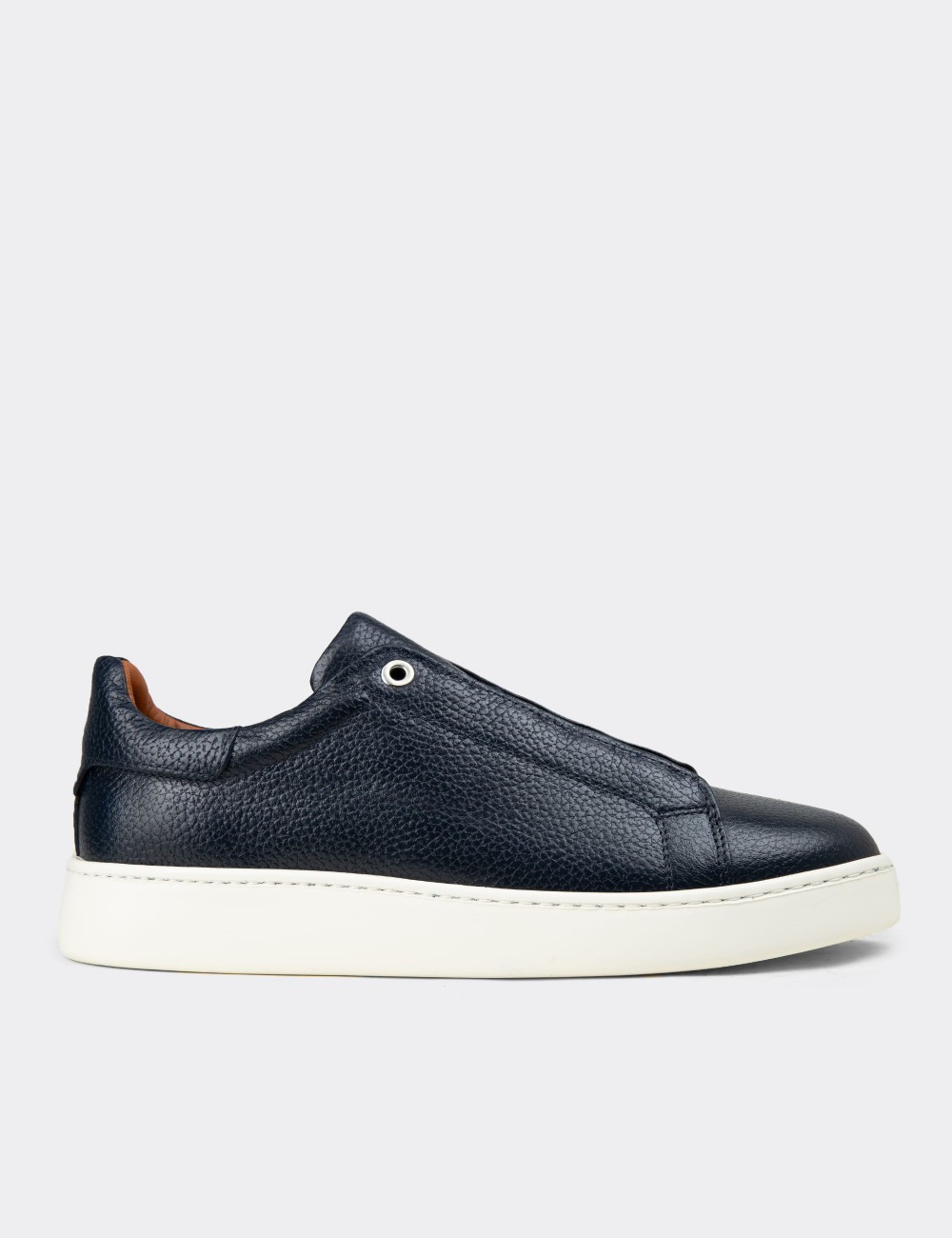 Men's Navy Leather Sneakers - 04444MLCVE01