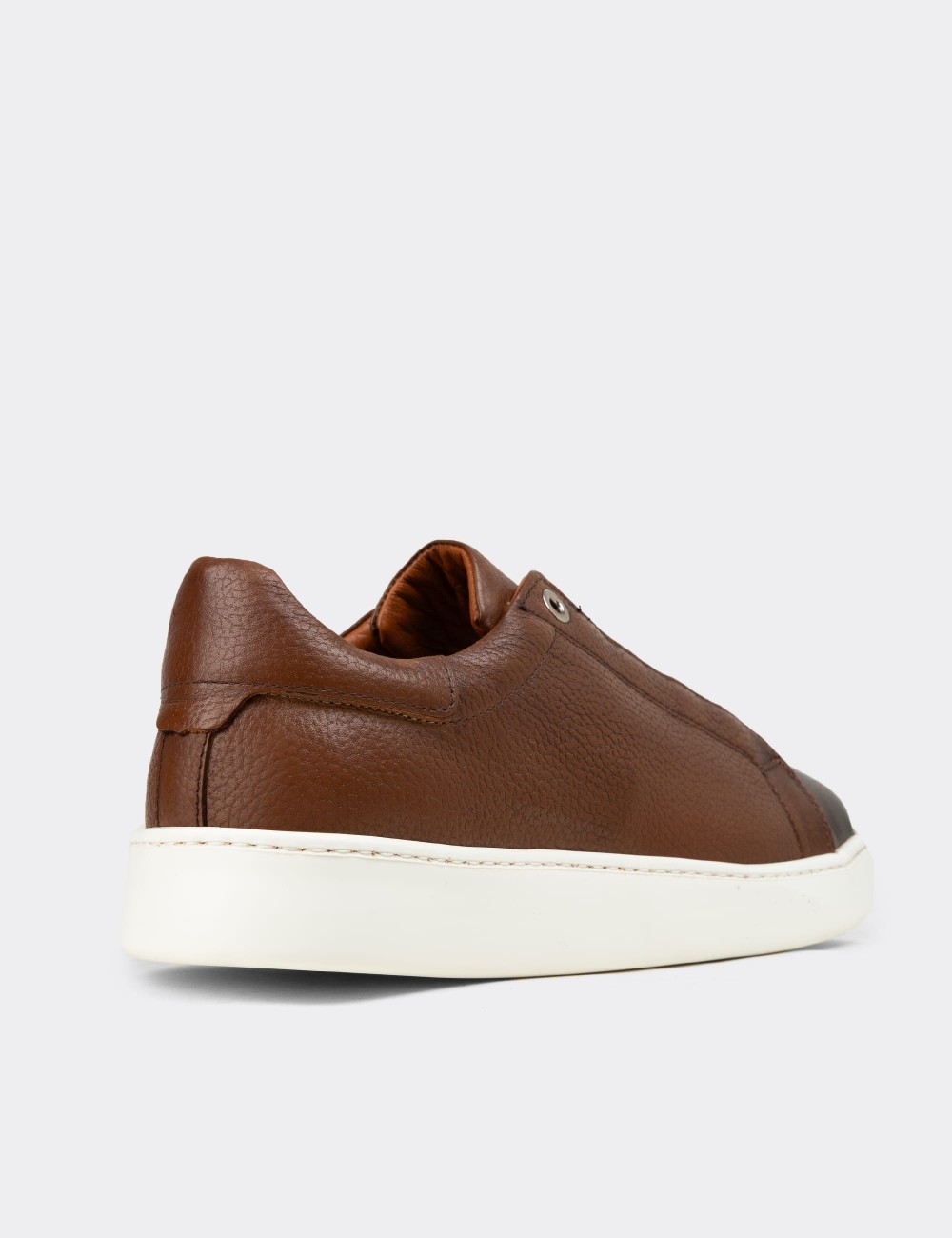 Men's Tan Leather Sneakers - 04444MTBAE01