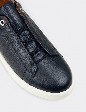 Men's Navy Leather Sneakers