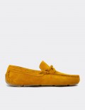 Men's Yellow Suede Leather Driving Shoes