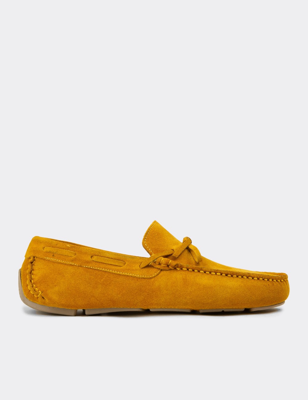 Men's Yellow Suede Leather Driving Shoes - E0919MSRIC01