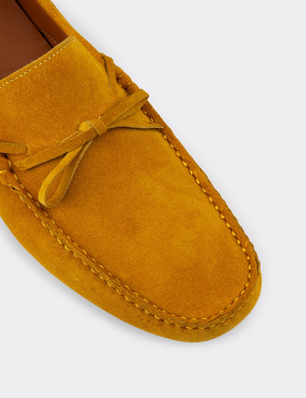 Men's Yellow Suede Leather Driving Shoes - E0919MSRIC01