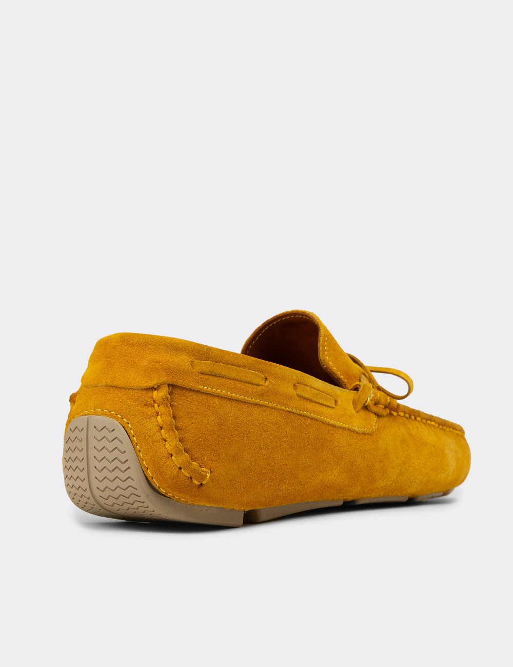 Men's Yellow Suede Leather Driving Shoes - E0919MSRIC01