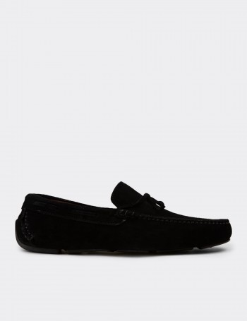 Men's Black Suede Leather Driving Shoes
