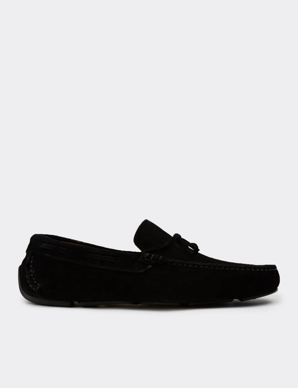 Men's Black Suede Leather Driving Shoes - E0919MSYHC01