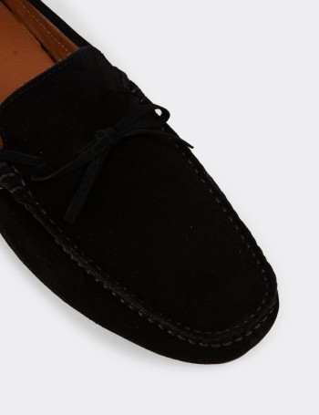 Men's Black Suede Leather Driving Shoes