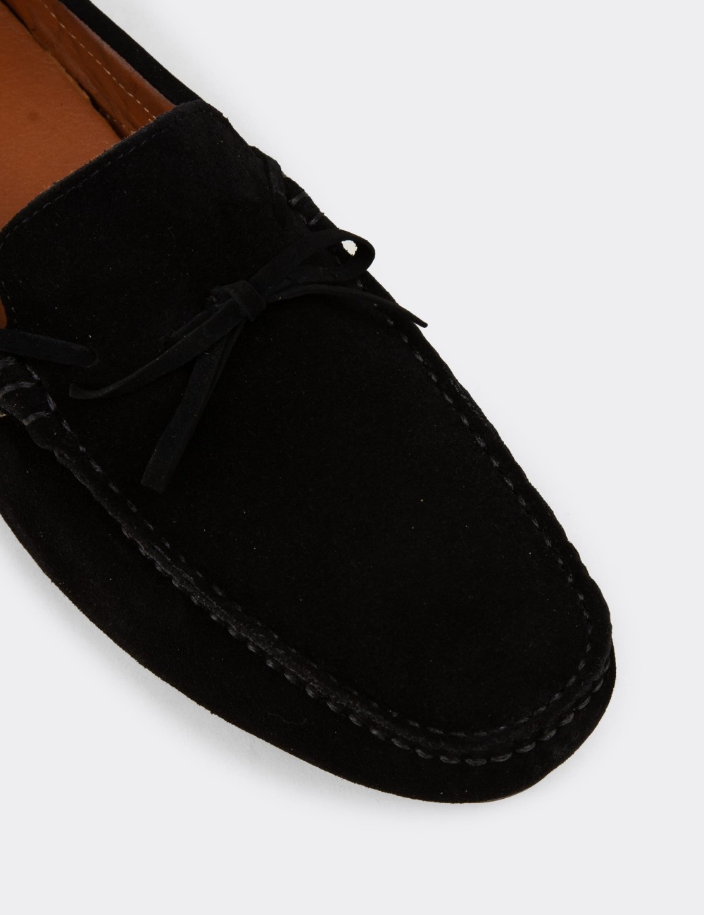 Men's Black Suede Leather Driving Shoes - E0919MSYHC01