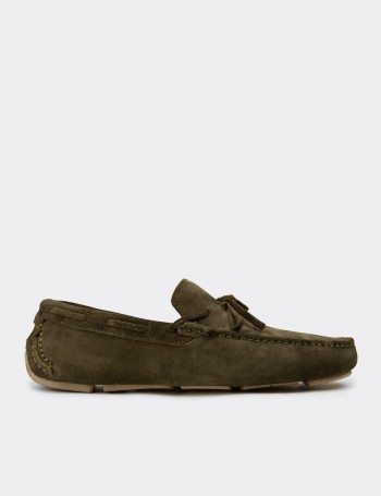 Men's Khaki Suede Leather Driving Shoes