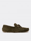 Men's Khaki Suede Leather Driving Shoes