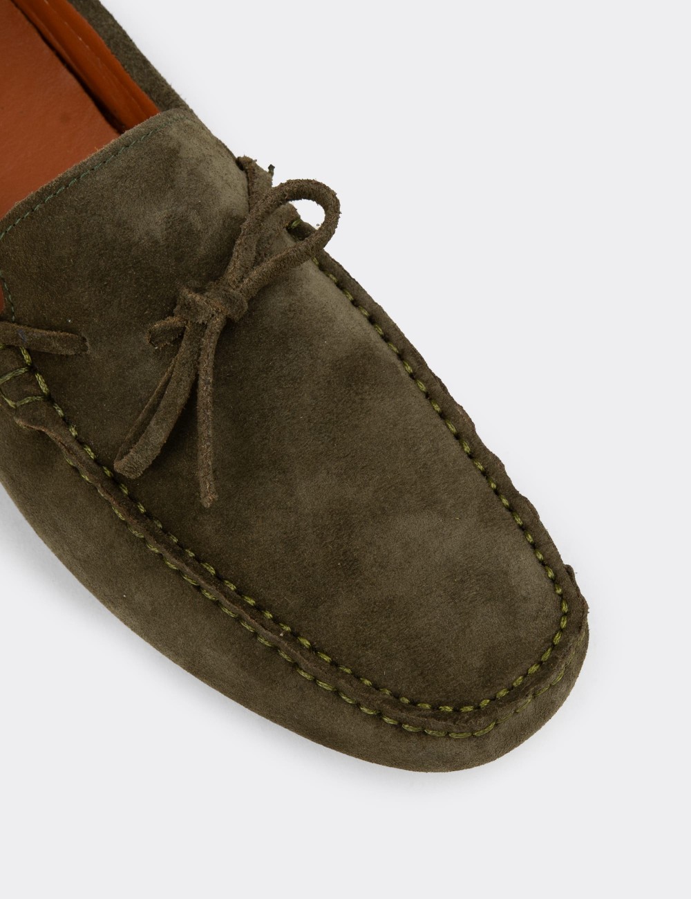 Men's Khaki Suede Leather Driving Shoes - E0919MHAKC02