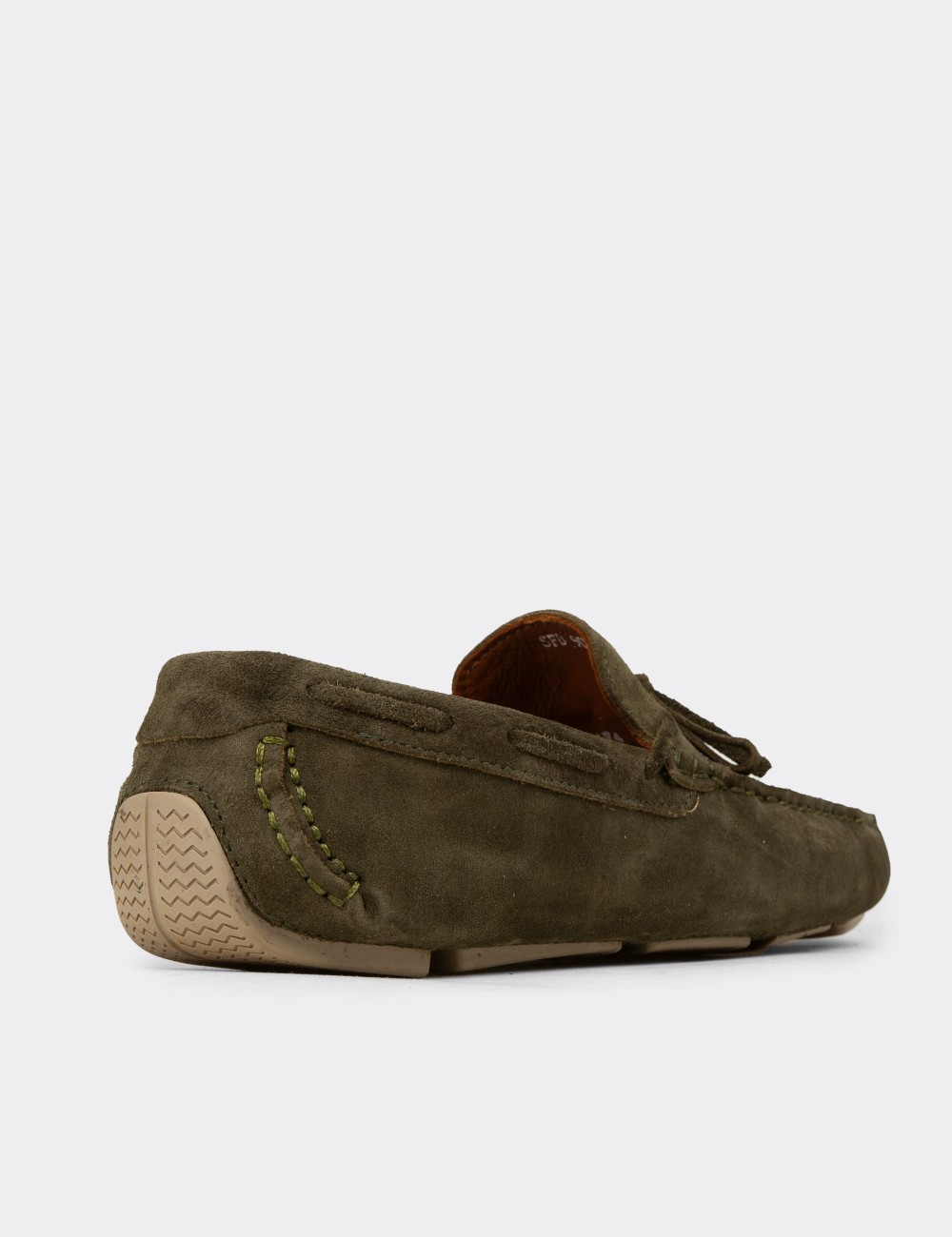 Men's Khaki Suede Leather Driving Shoes - E0919MHAKC02