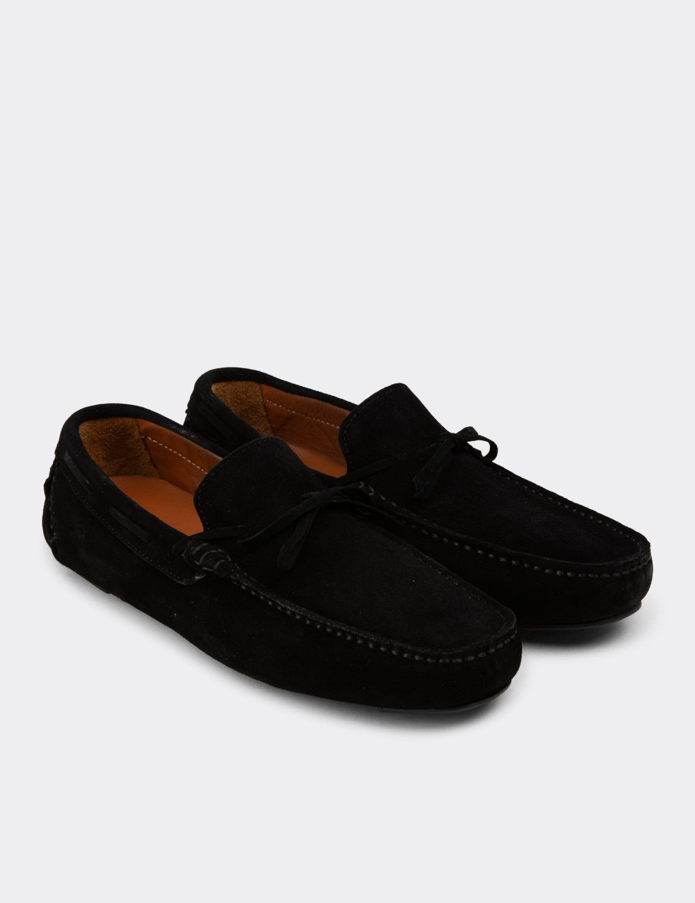 Men's Black Suede Leather Driving Shoes - E0919MSYHC01
