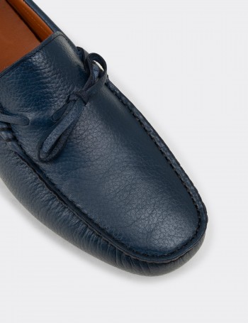 Men's Blue Leather Driving Shoes