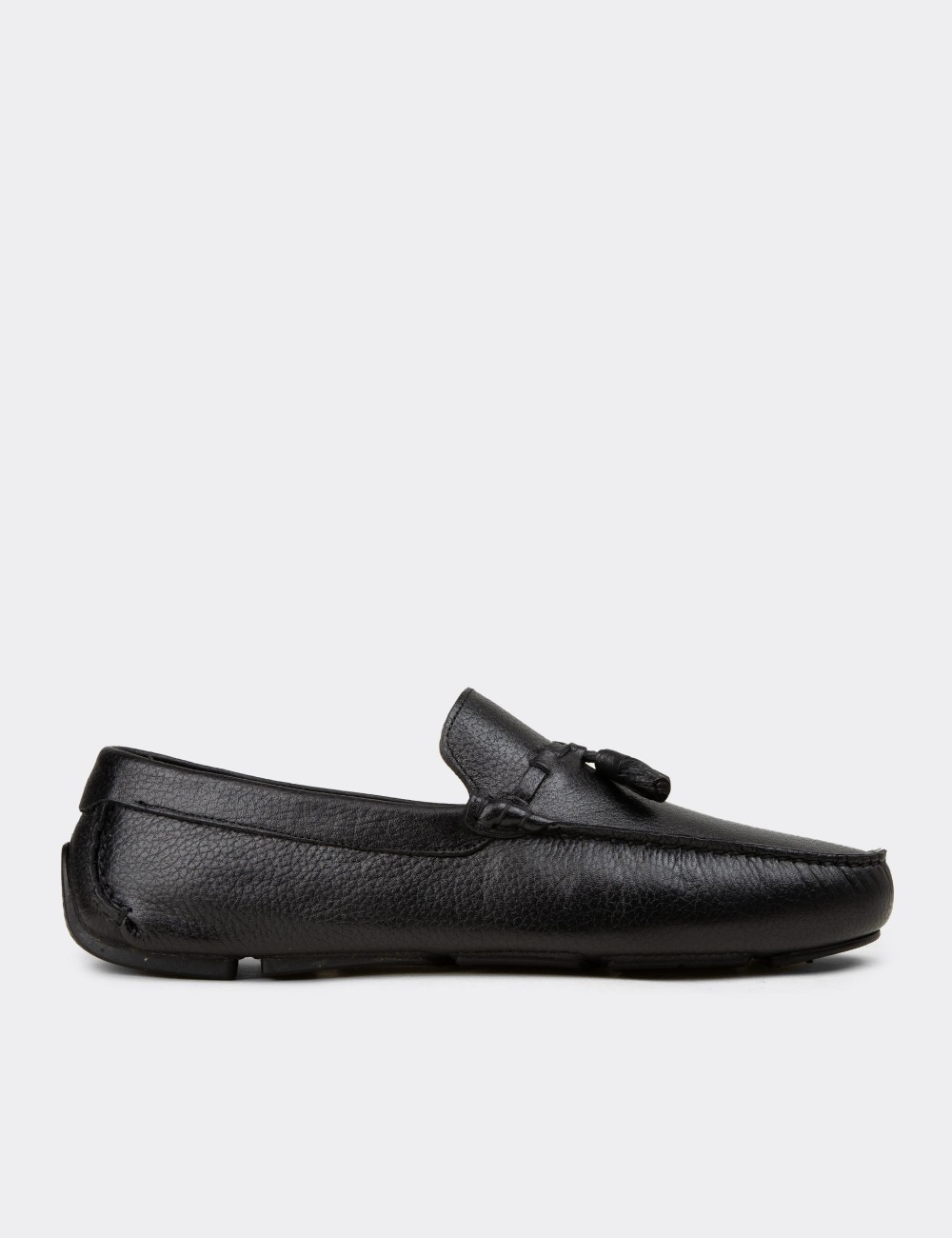 Men's Black Leather Tassel Driving Shoes - E0950MSYHC01