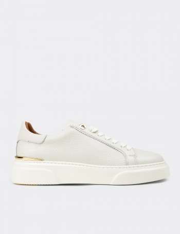 Women's Ecru Leather Sneakers