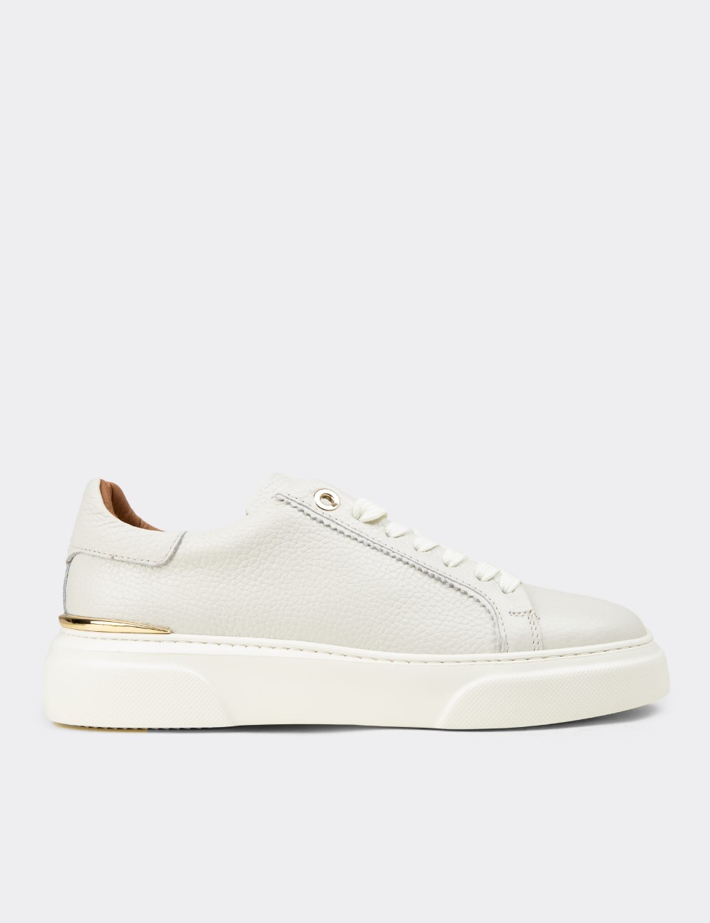 Women's Ecru Leather Sneakers - 00502ZEKRE01