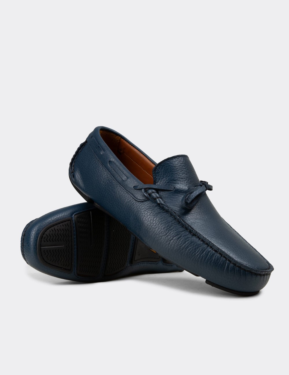 Men's Blue Leather Driving Shoes - E0919MMVIC01
