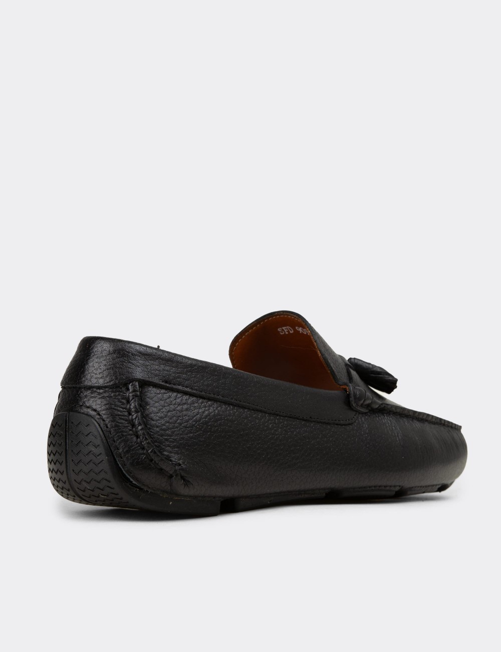 Men's Black Leather Tassel Driving Shoes - E0950MSYHC01