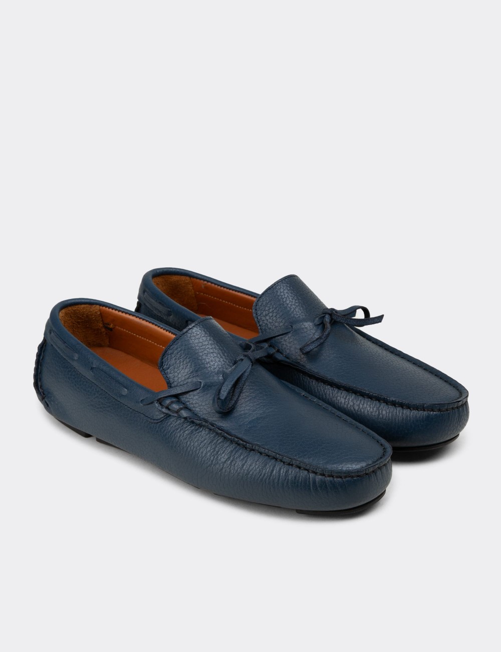 Men's Blue Leather Driving Shoes - E0919MMVIC01