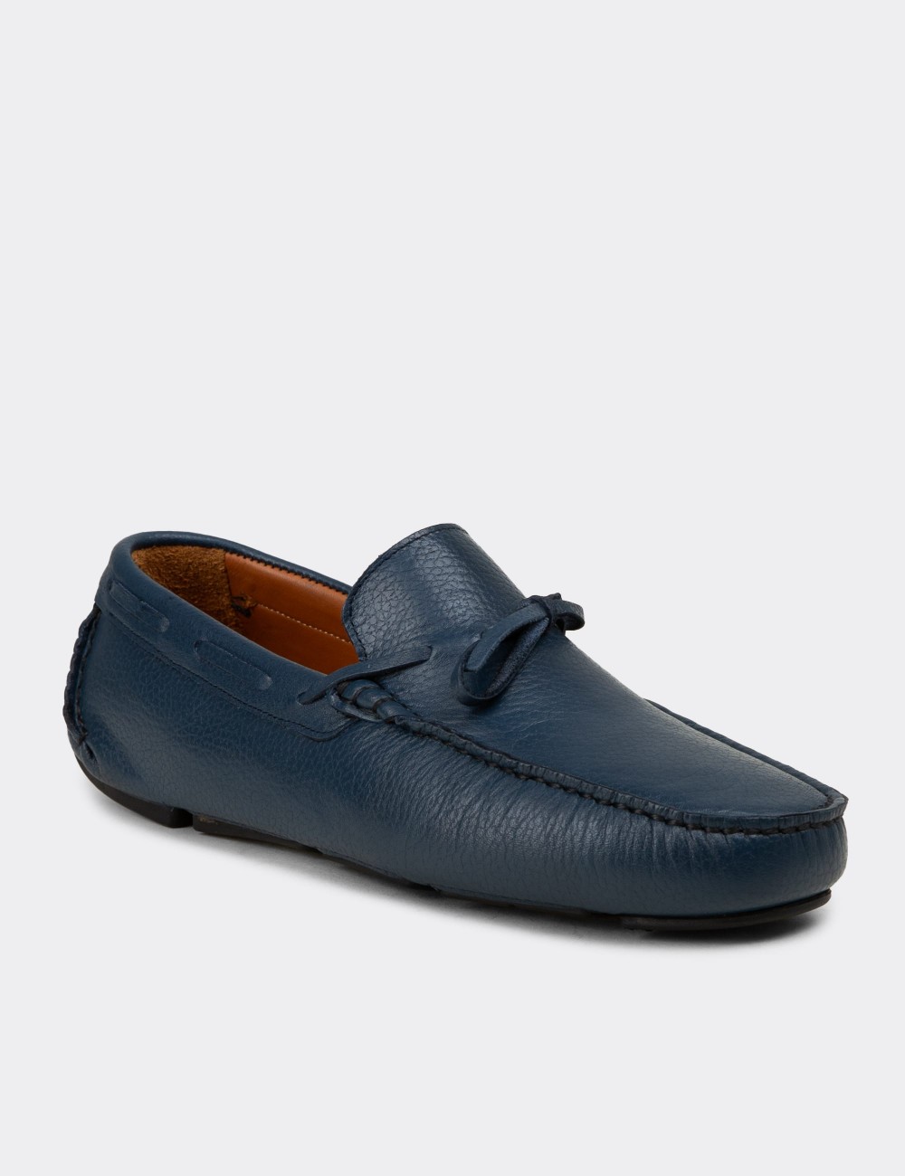 Men's Blue Leather Driving Shoes - E0919MMVIC01